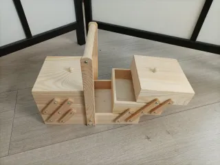 Costurero madera pino acordeón 28x25x15cm