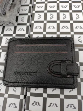 Cartera de piel hombre negra y verde