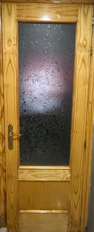 Puerta Roble Maciza Interior con Cristal