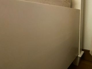 Cama de madera con dosel, blanca