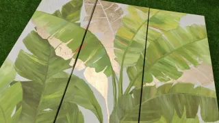 Cuadro tríptico Hojas Tropicales 90x90