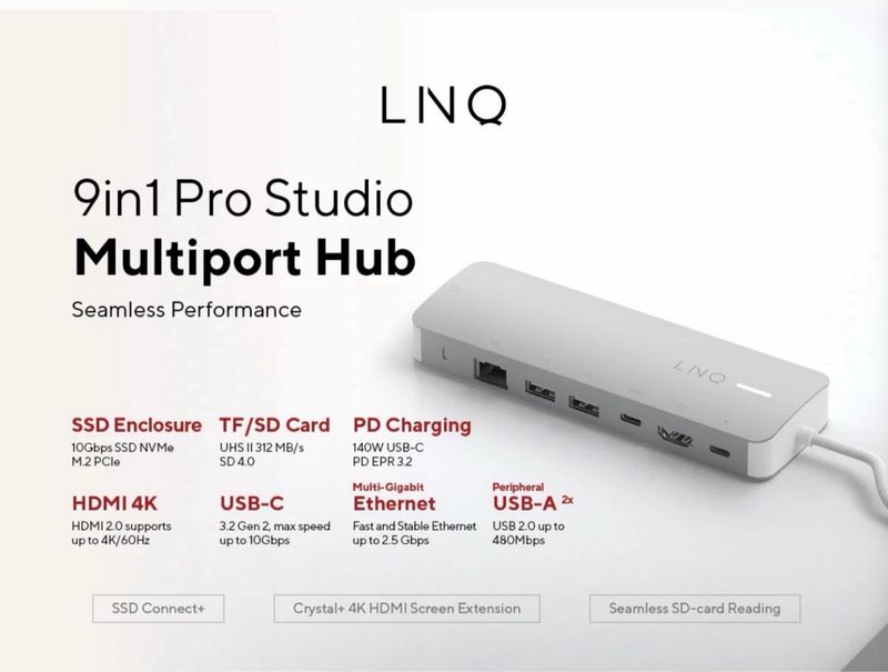 Hub USB-C 9 en 1 LINQ (Sellado) afbeelding 5