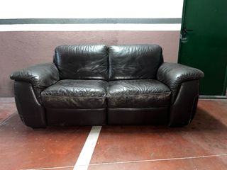 Divano vintage in pelle marrone a 2 posti