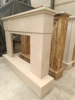 Chimenea Mármol Crema Marfil Pulido