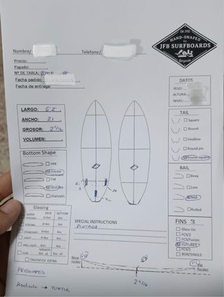 Tabla Surf JFB 6'2 Hecha a Medida