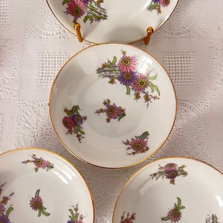 4 Cuencos Haviland Porcelana Flores Francia