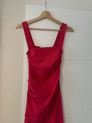 Vestido Zara Rosa Fucsia Midi Tirantes
