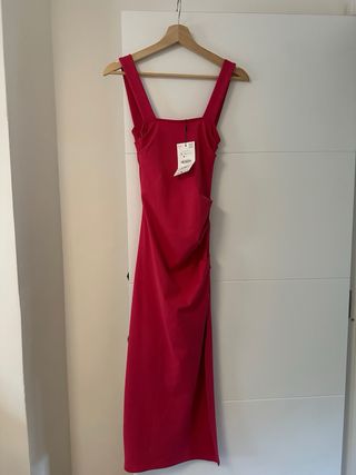 Vestido Zara Rosa Fucsia Midi Tirantes