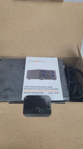 Caja Disco Duro RAID 2 Bahías con Ventilador