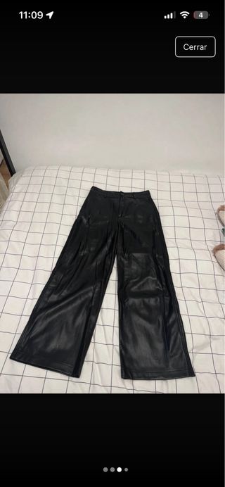 Pantalones anchos cuero Lefties negros