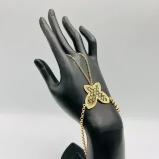 Pulsera Manita Mariposa Dorada Calada