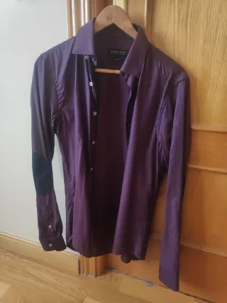 Camisa Zara Slim Fit S Morado