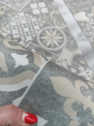 Alfombra Vinilo Cocina Beige/Gris 50x530cm