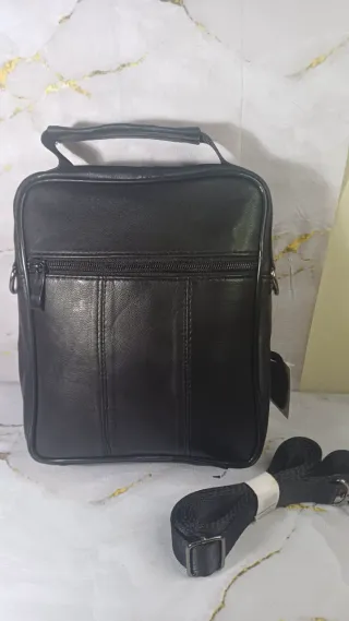 Bolso Piel Negro Hombre Cremallera