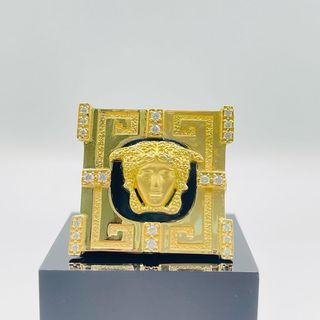 SELLO CUADRADO MEDUSA ONIX Y CIRCONITAS