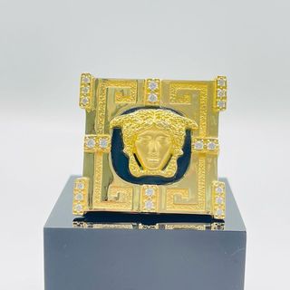 SELLO CUADRADO MEDUSA ONIX Y CIRCONITAS