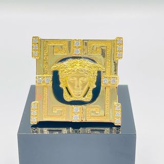 SELLO CUADRADO MEDUSA ONIX Y CIRCONITAS