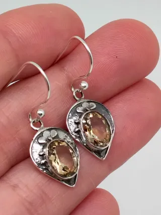 Pendientes Plata 925 y Cuarzo Citrino