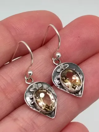 Pendientes Plata 925 y Cuarzo Citrino
