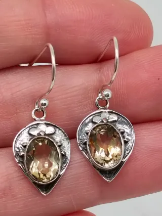 Pendientes Plata 925 y Cuarzo Citrino