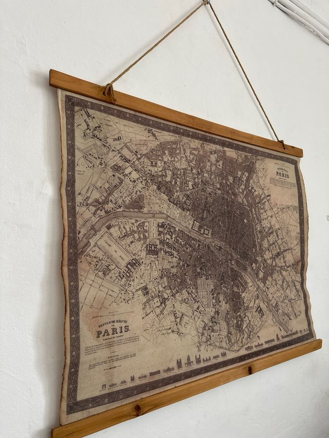 Mapa Antiguo París Decoración Pared