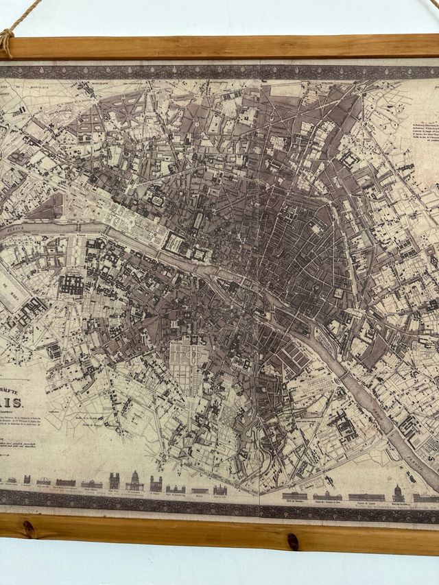 Mapa Antiguo París Decoración Pared