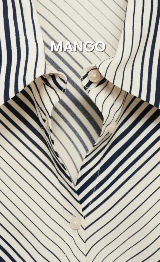 Camisa Mango manga acampanada rayas