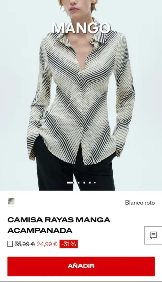 Camisa Mango manga acampanada rayas