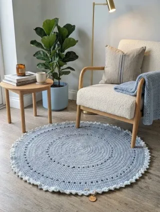 Alfombra redonda azul claro 110 cm