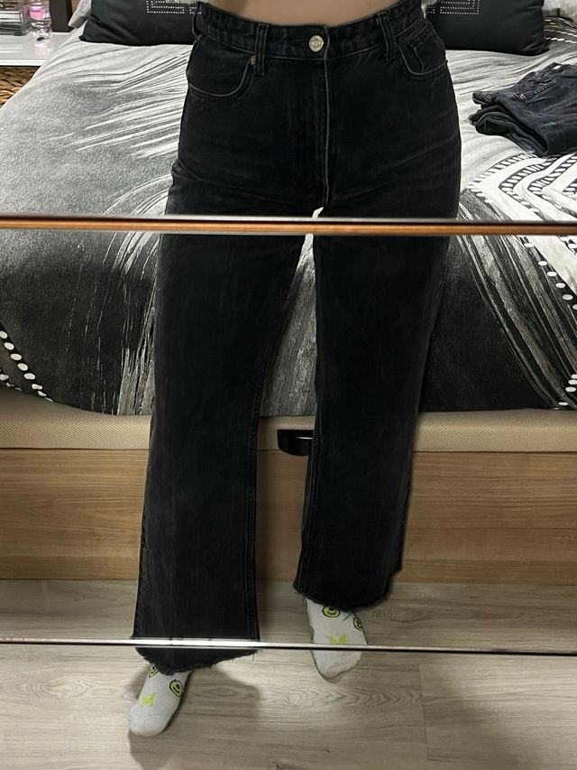 Zara Jeans Wide Leg Tiro Alto Talla 38