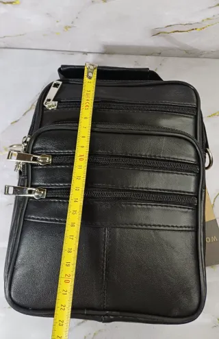 Bolso Cuero Negro Hombre Cremallera