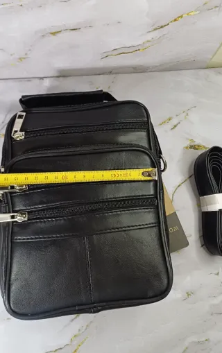Bolso Cuero Negro Hombre Cremallera