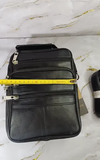 Bolso Cuero Negro Hombre Cremallera