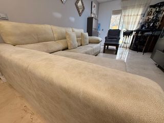 Sofá chaise longue beige tela