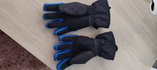 Guantes de esqui,gafas y pantalón ajustable.
