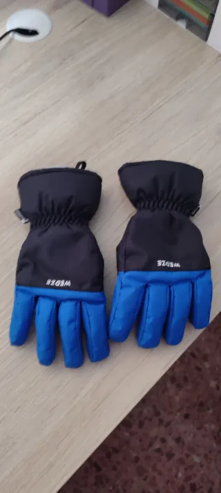 Guantes de esqui,gafas y pantalón ajustable.