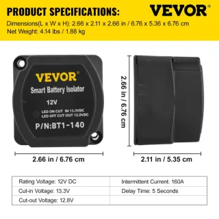 Kit aislador batería VEVOR relé carga 12V