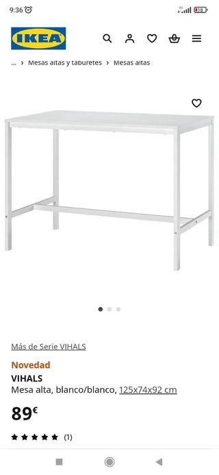 Mesa alta y ancha IKEA blanca
