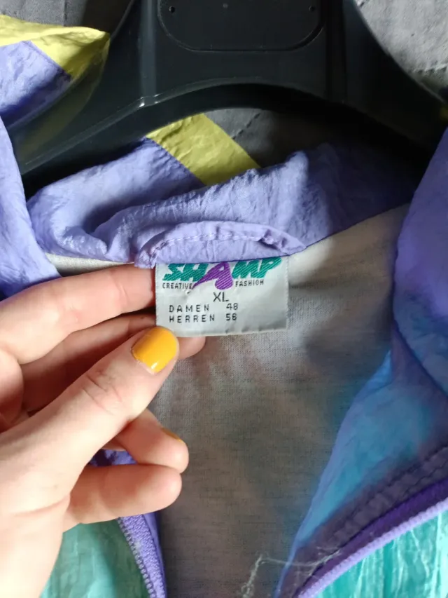 Chaqueta Cortavientos Vintage 80s Morado Amarillo