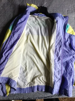 Chaqueta Cortavientos Vintage 80s Morado Amarillo
