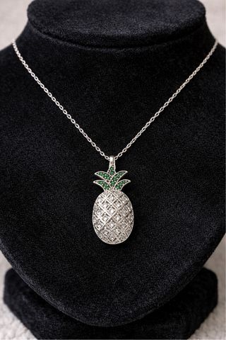 Collar Piña Plata 925 Esmeraldas Verdes