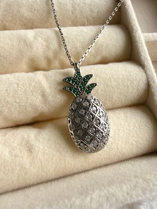 Collar Piña Plata 925 Esmeraldas Verdes