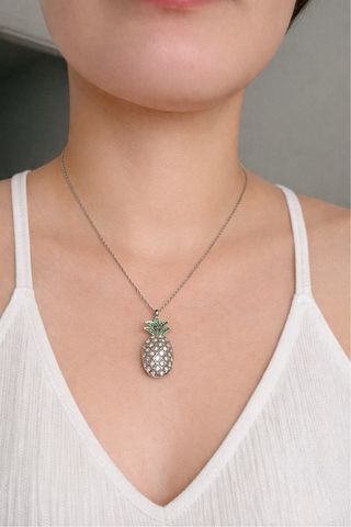 Collar Piña Plata 925 Esmeraldas Verdes