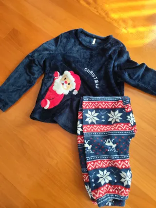 Pijama Polar Navidad Santa Claus Azul