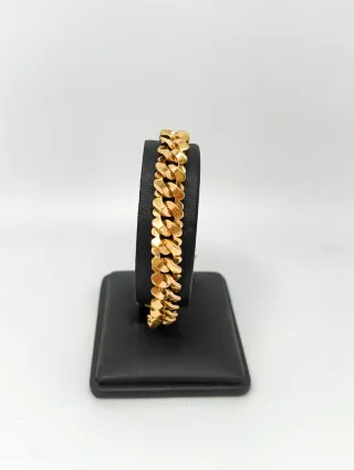 Pulsera maciza oro 18kt eslabones curvos