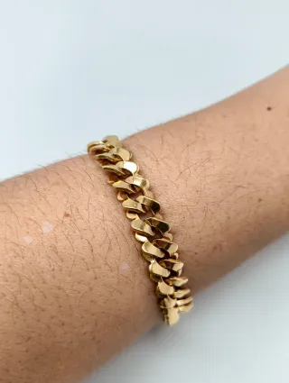 Pulsera maciza oro 18kt eslabones curvos