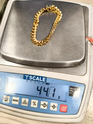 Pulsera maciza oro 18kt eslabones curvos