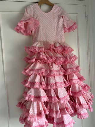 Traje Gitana Niña Rosa Lunares