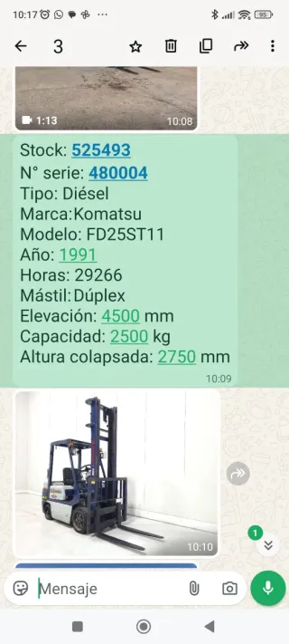 Carretilla Komatsu FD255T-11 Diésel