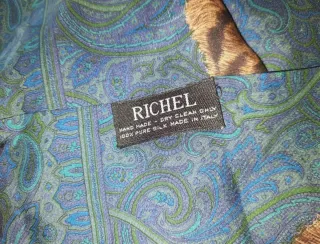 Valentino Sciarpa Seta Tigre  Blu Marrone